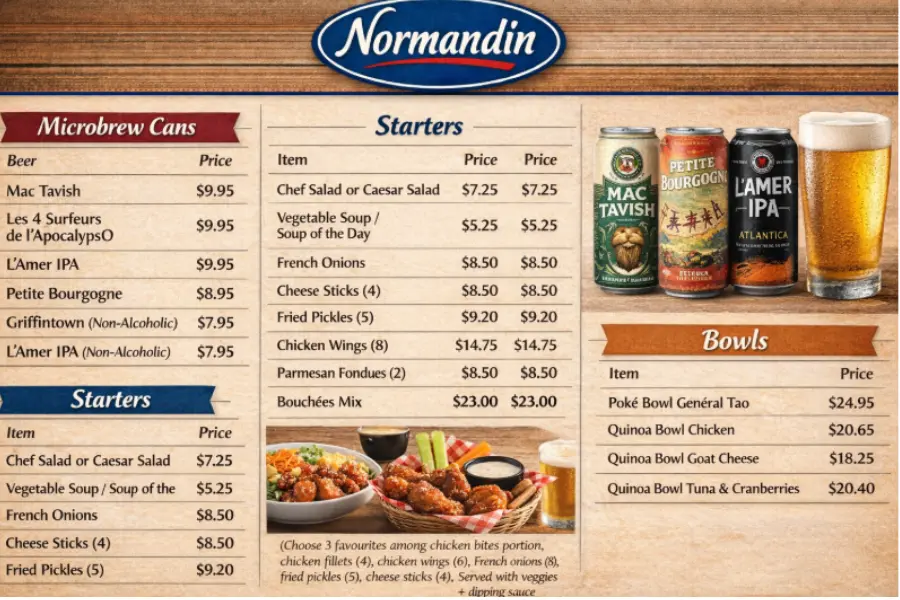 Normandin Menu