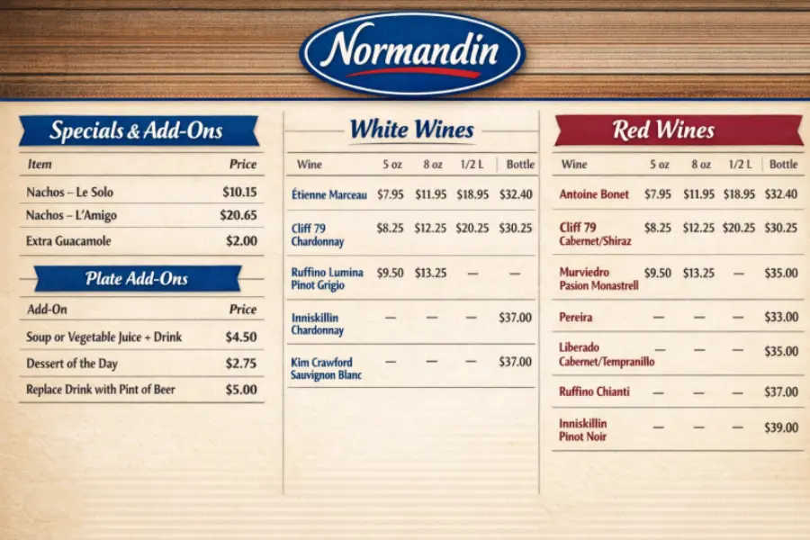 Normandin Menu